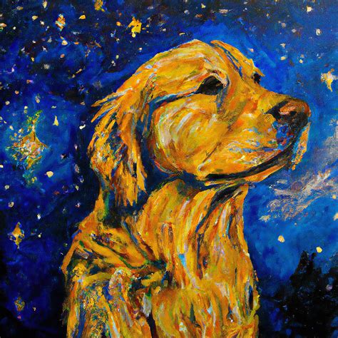 Colorful Golden Retriever Dog Art Portrait Painting By Stellart Studio