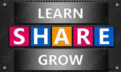 Learn Share And Grow Concept On Mesh Hexagon Background Stock Photo