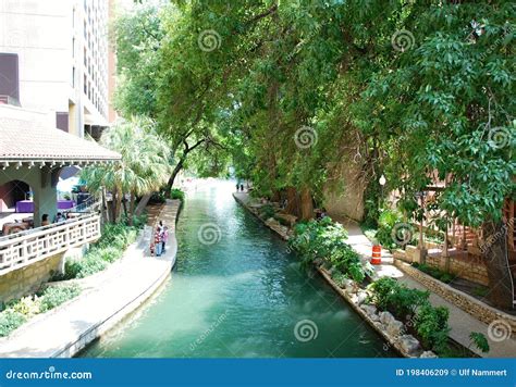 Scenic River Walk At The Banks Of San Antonio River Texas Stock Image