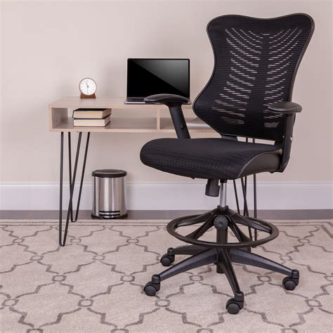 Flash Furniture High Back Designer Black Mesh Drafting Chair With