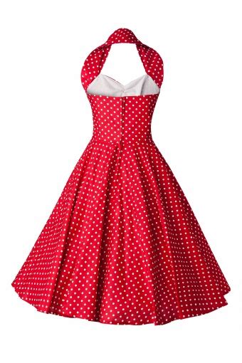 50s retro halter polka mini dot red white dress