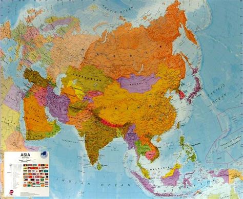 Asie Nástěnná Mapa 120 X 100 Cm Lamino Lišty NÁstĚnnÉ Mapy