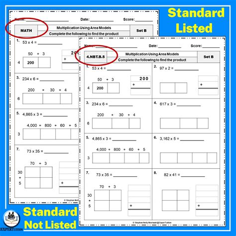 Free Area Model Multi Digit Multiplication Worksheets Made By Teachers