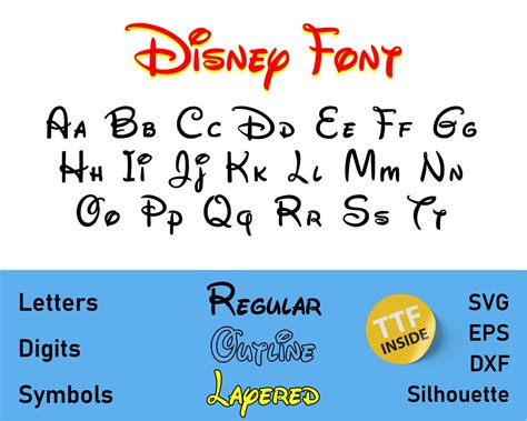 Layered Disneyland Font Svg Cartoon Font Mickey Alphabet Etsy Uk