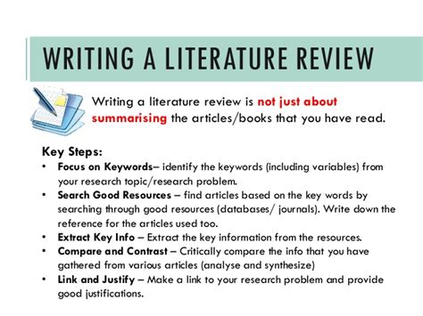 The format of a literature review may vary from a research paper to published articles. Writing A Literature Review: A Quick Guide