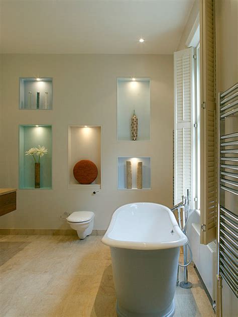 Small bathroom designs are perfect for aesthetics for the bathroom as well as for decor to put on the walls! Wall Niche Home Design Ideas, Renovations & Photos