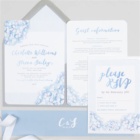 Hydrangea Blue Wedding Invitation Project Pretty