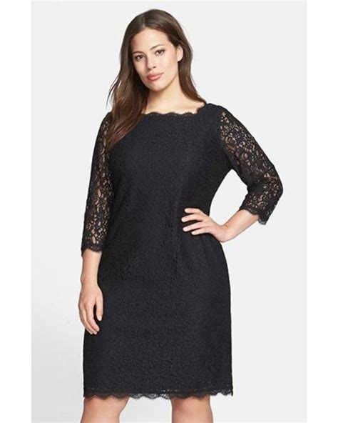Adrianna Papell Lace Overlay Sheath Dress In Black Lyst