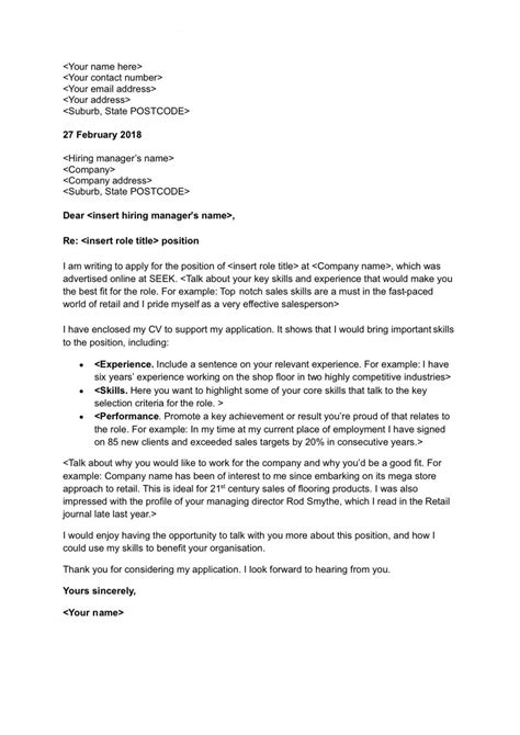 Cover Letter Template Example Nz Addictionary