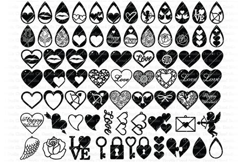 70 Earrings Valentine Love Svg Cut Files Heart Earring Svg