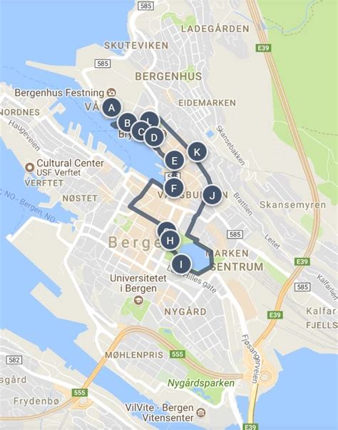 Learn about fjords, northern lights, midnight sun, where to stay, walking, fishing and more. Bergen, Norway Sightseeing Walking Tour Map | Tourist map ...