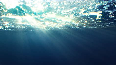 Beautiful Underwater Sea Scene View With Natural Light Rays Shining