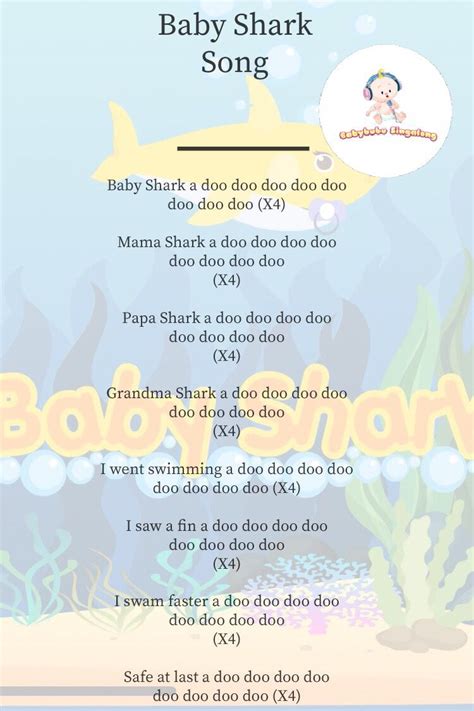 Lyrics To Baby Shark Song Baby Shark Song Shark Song For Kids