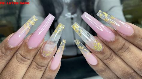 Acrylic Marble With Gold Flake Nails Tutorial Ny Beauty Review