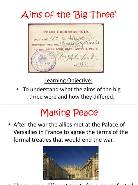 Aims Of The Big Three Pdf Treaty Of Versailles Diplomacy