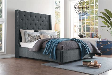 Fairborn Gray King Upholstered Storage Platform Bed Luna Furniture