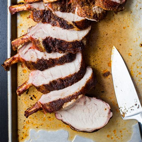 Often referred to as the pork equivalent of prime rib or rack of lamb, this mild, fairly lean roast consists of a single muscle with a protective fat cap. Smoked Center-Cut Pork Chops Recipe | Food & Wine Recipe