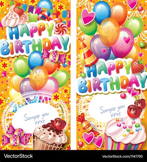 Happy Birthday Vertical Cards Royalty Free Vector Image