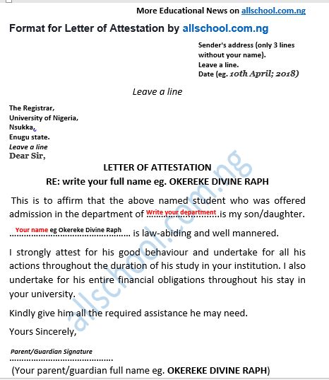 Attestation Letter Template