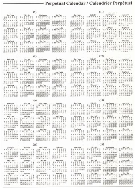 √ 20 Printable Perpetual Calendar Chart ™ Dannybarrantes Template