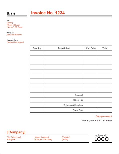 Simple Invoice Template Excel Addictionary