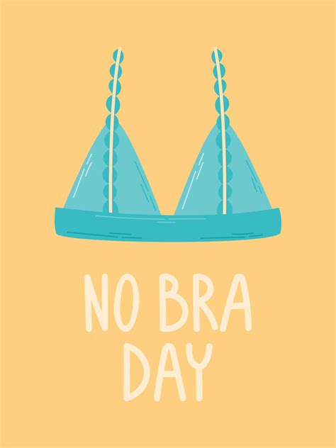 National Holiday No Bra Day Cartoon Vector Card Or Flat Banner With