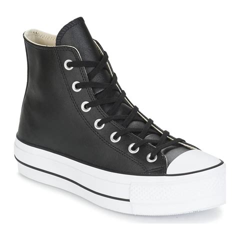 Converse Chuck Taylor All Star Lift Clean Leather Hi Women S Shoes High Top Trainers In Black