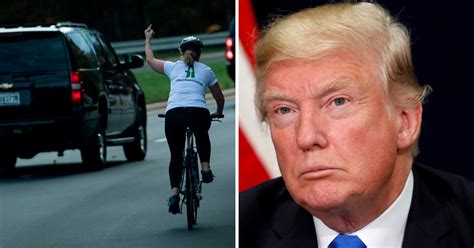 Cyclist Gives Trump The Finger As She Rides Past His Motorcade Metro News