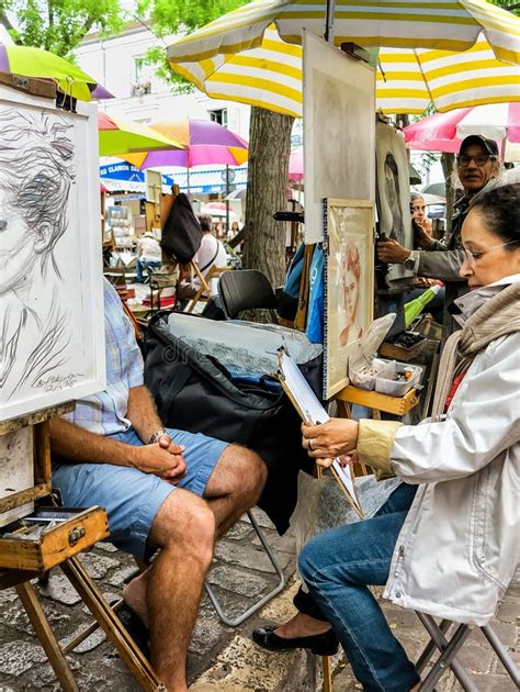 Montmartre Street Painters Place Du Tertre In Paris Editorial Stock