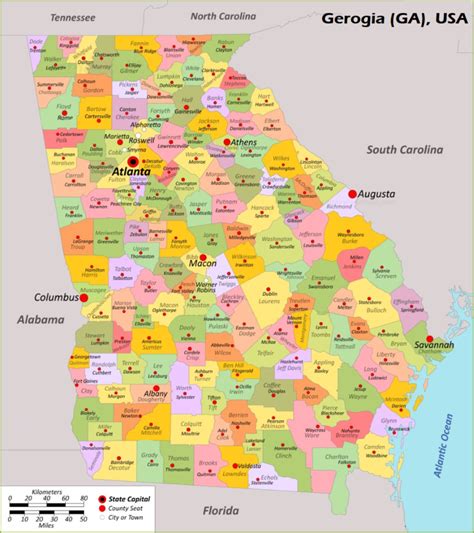 Georgia County Map County Maps With Cities