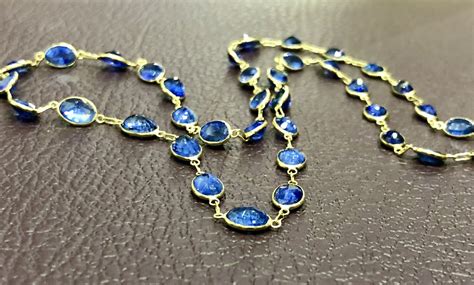 Ceylon Blue Sapphire Necklace 14kt Gold Lihiniya Gems