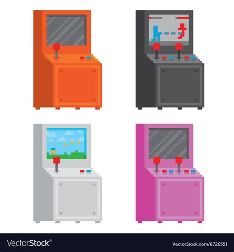 Pixel Art Style Arcade Game Cabinet Isolated Vector Image