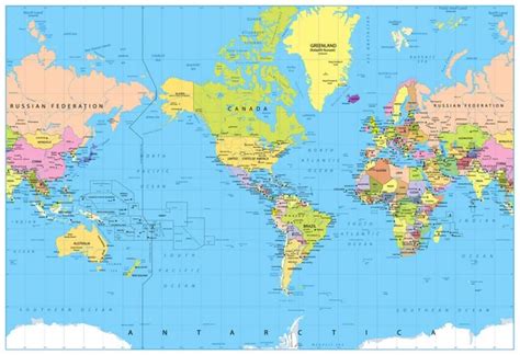 Mapa Del Mundo Político Centrado En América 2024