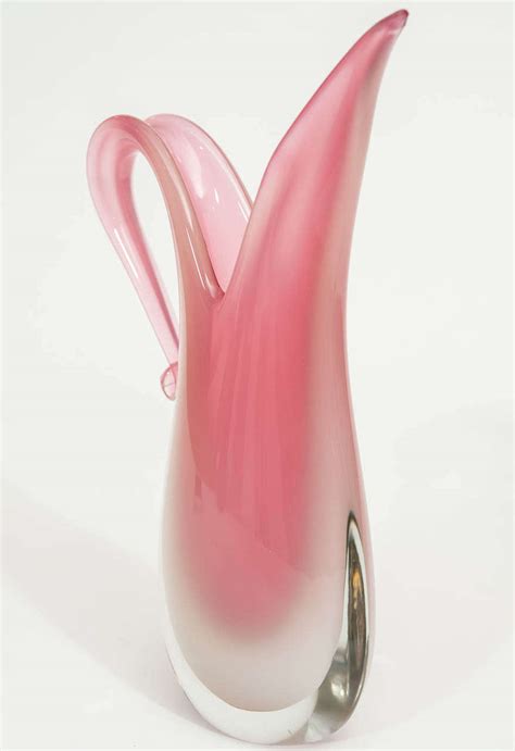 Pink And White Sommerso Murano Vase By Oball At 1stdibs