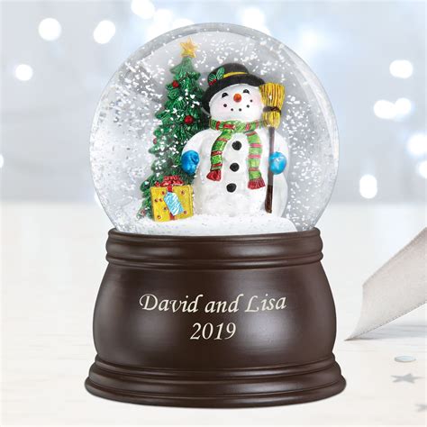 Gleeful Snowman Personalized Snow Globe With Blower Personalised Snow