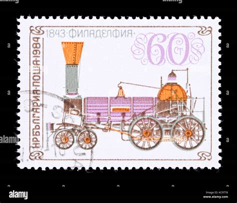 Postage Stamp From Bulgaria Depicting The Adler First German Steam