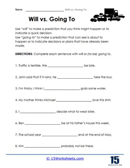 Will Vs Going To Worksheets 15