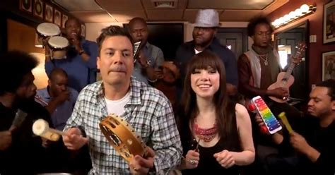 Carly Rae Jepsen Jimmy Fallon And The Roots Present Todays Most Delightful ‘call Me Maybe Video