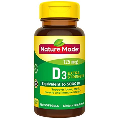 Nature Made Extra Strength Vitamin D3 5000 Iu 125 Mcg Softgels 180
