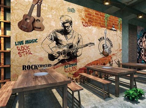 Music Wallpaper Guitar Boy Wall Mural Rock Concert Wall Print Modern