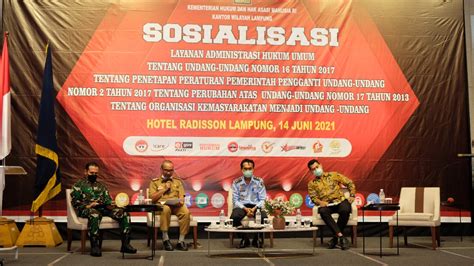 Sosialisasikan Perubahan Uu Ormas Kanwil Kemenkumham Lampung Dorong
