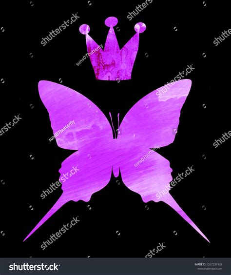 Watercolor Butterfly Crown Isolated On Black Stock Illustration