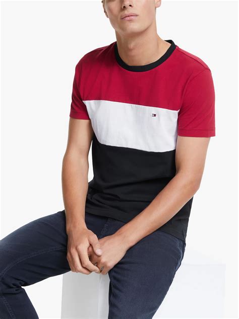 tommy hilfiger colour block t shirt red white blue