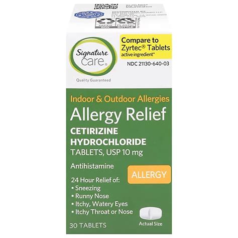 Signature Care Allergy Relief Cetirizine Hydrochloride 10mg