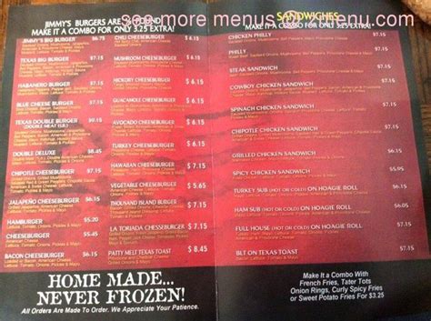 Cooking is quite an art. Online Menu of Jimmys Big Burgers Restaurant, Little Elm ...