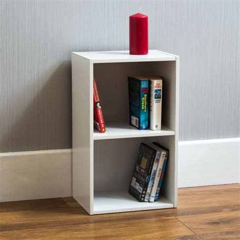 White 2 Tier Small Bookcase Lounge Furniture Homesdirect365