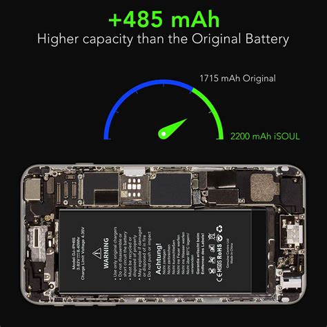 Information about the battery capacity and battery life of the apple iphone 7. iSOUL 2200 mAh Replacement Battery Compatible for iPhone 6s