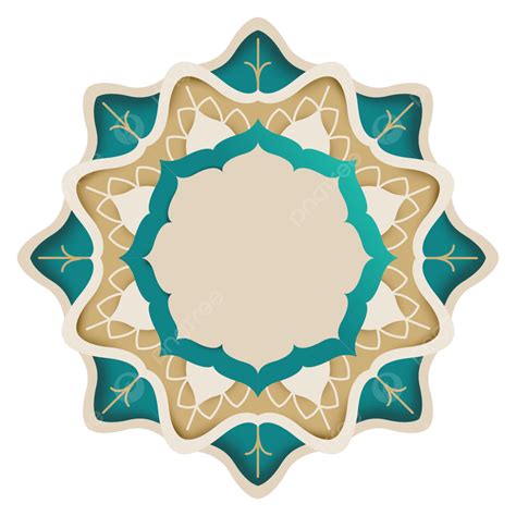 Ornamen Mandala Islami Dengan Warna Emas Dan Tosca Mandala Ornamen