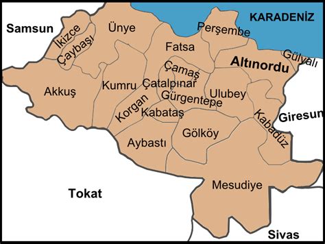 Süleyman ferit bey ise altınordu'nun hem isim babası, hem de kurucu başkanı oldu. File:Districts of Ordu.png - Wikimedia Commons