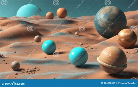 3d Render Of Planets In The Desert Space Exploration Concept Stock
